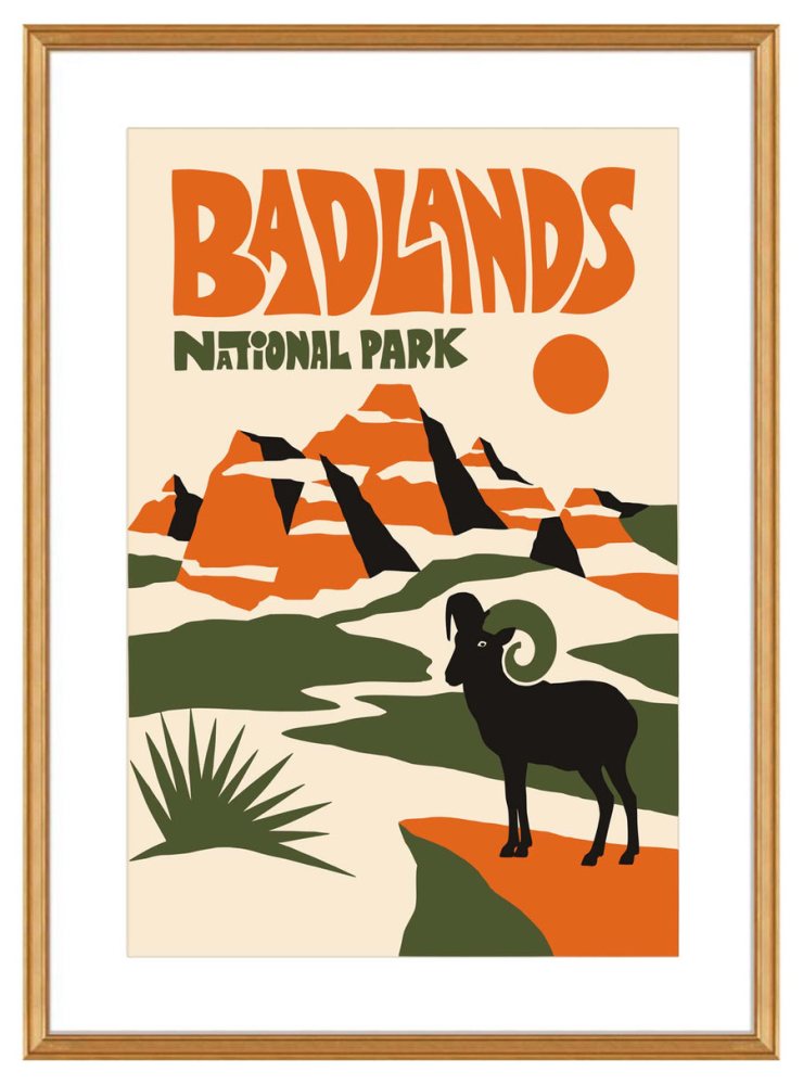 Badlands National Park Retro Travel Poster