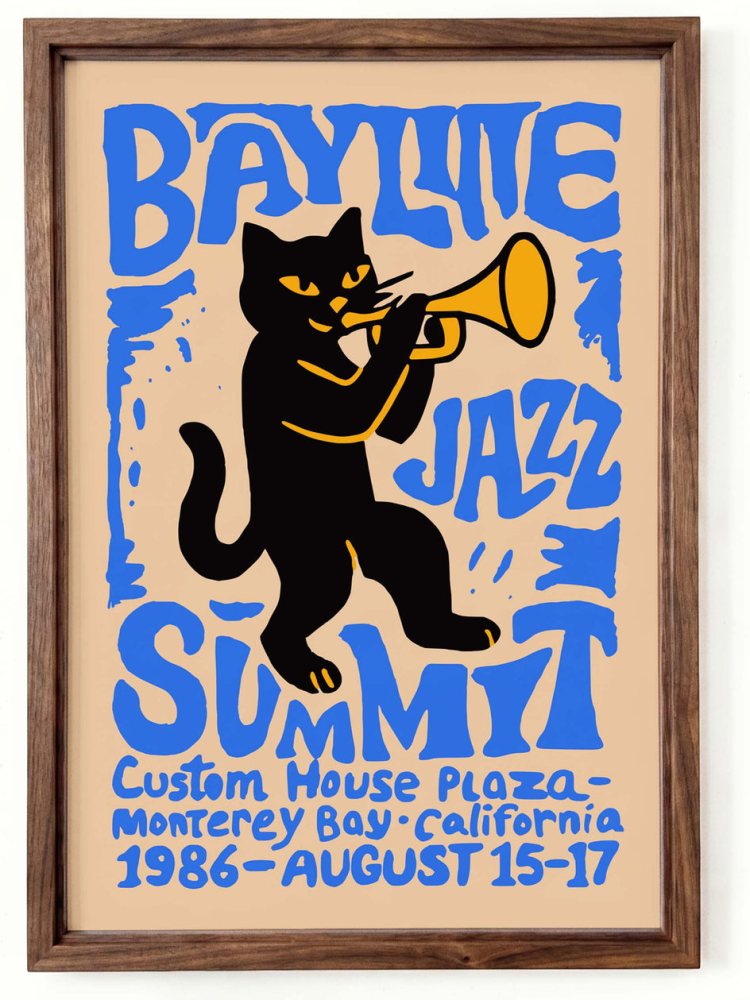Monterey Bay Jazz Cat Retro Festival Print