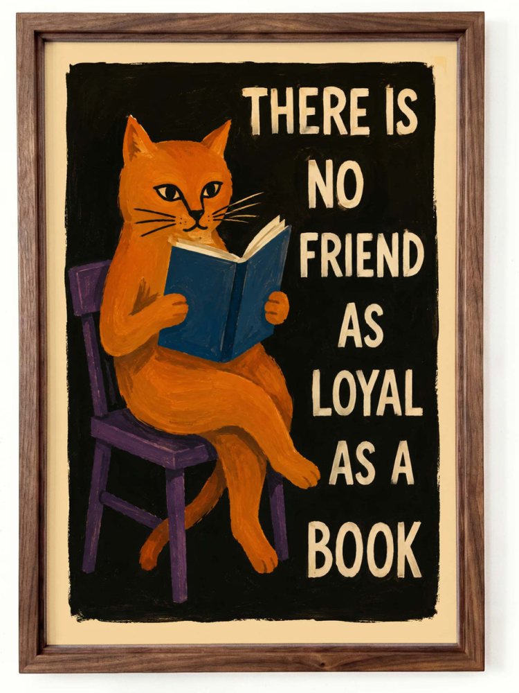 Book Lover Cat Poster Print