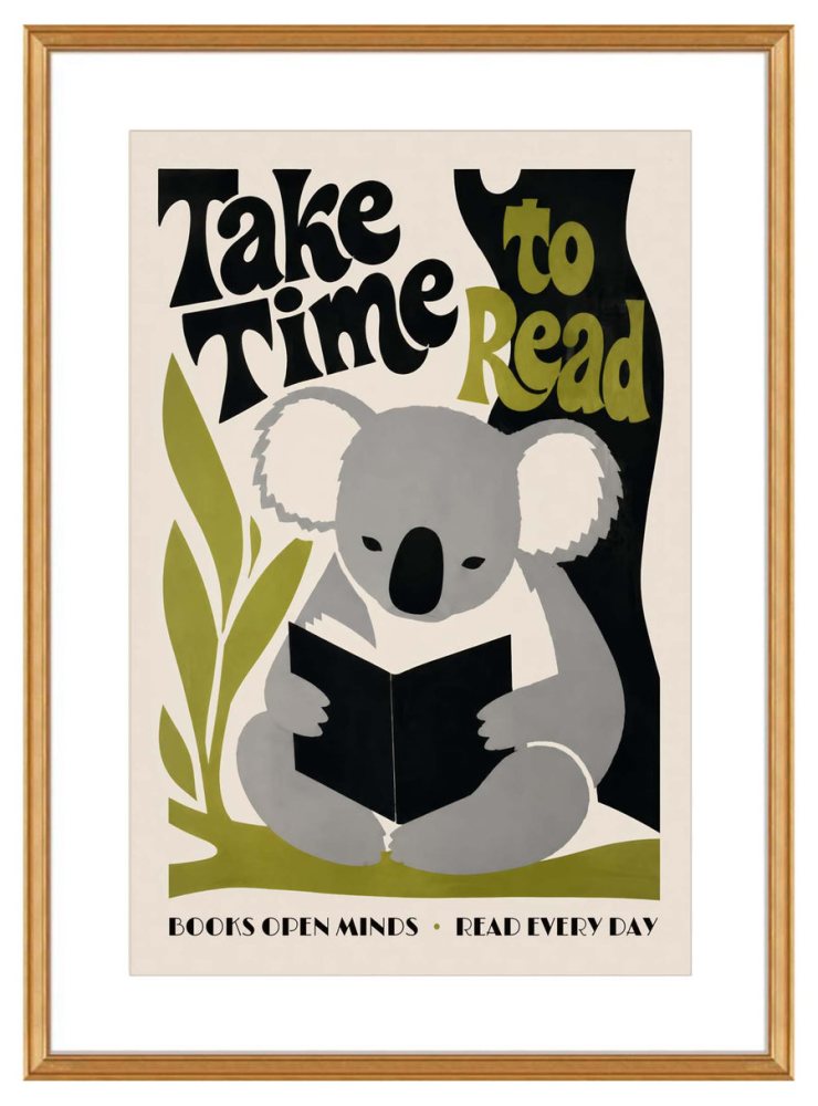 Reading Koala Wall Art Print