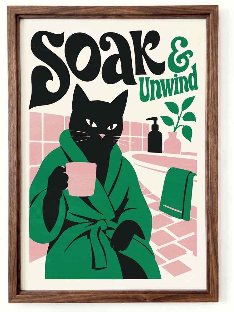 Soak Unwind Cat Wall Art