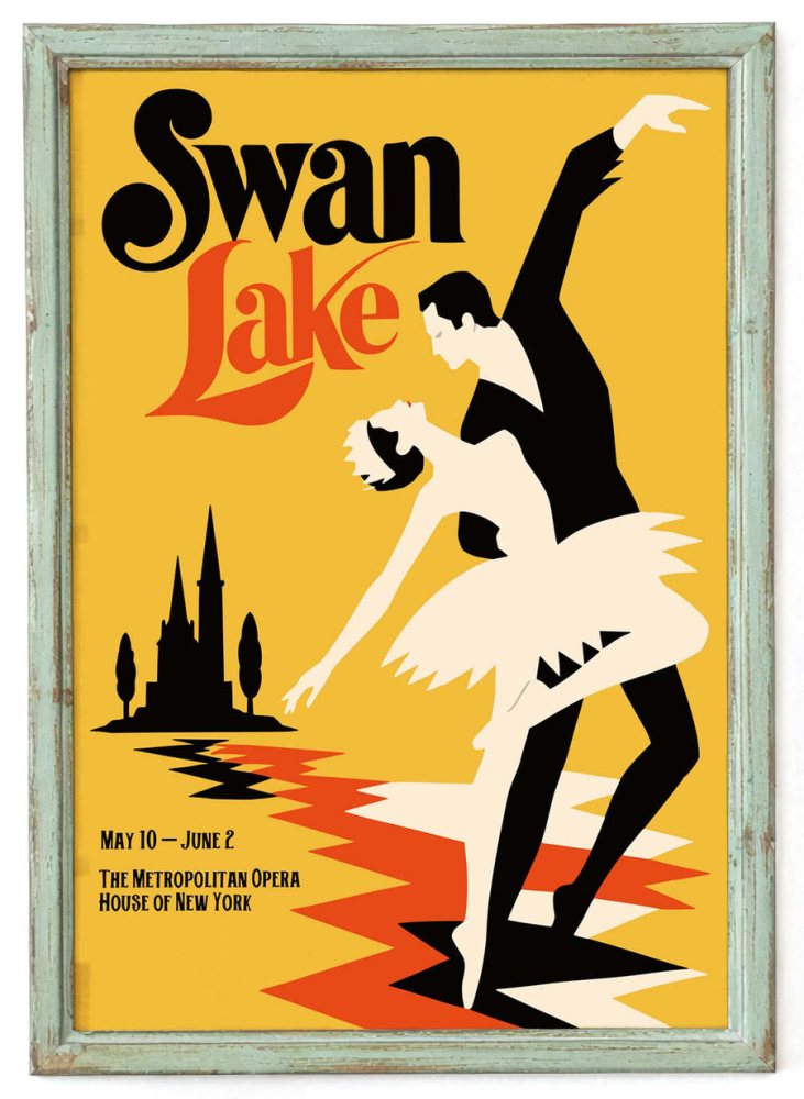 Swan Lake Ballet Vintage Poster