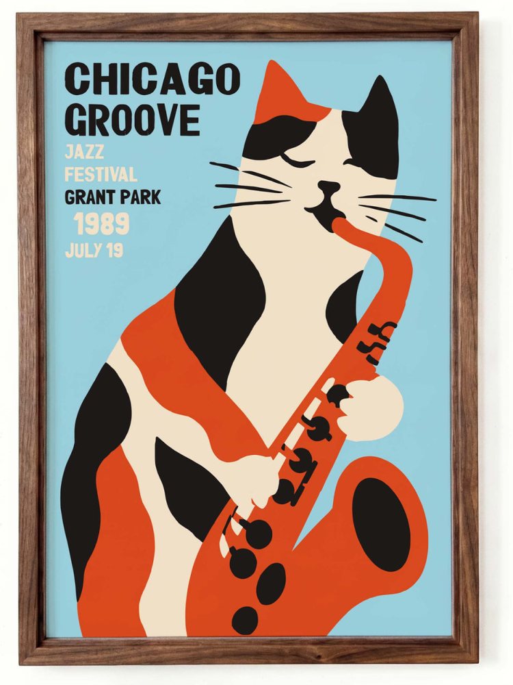 Chicago Groove Jazz Cat Poster