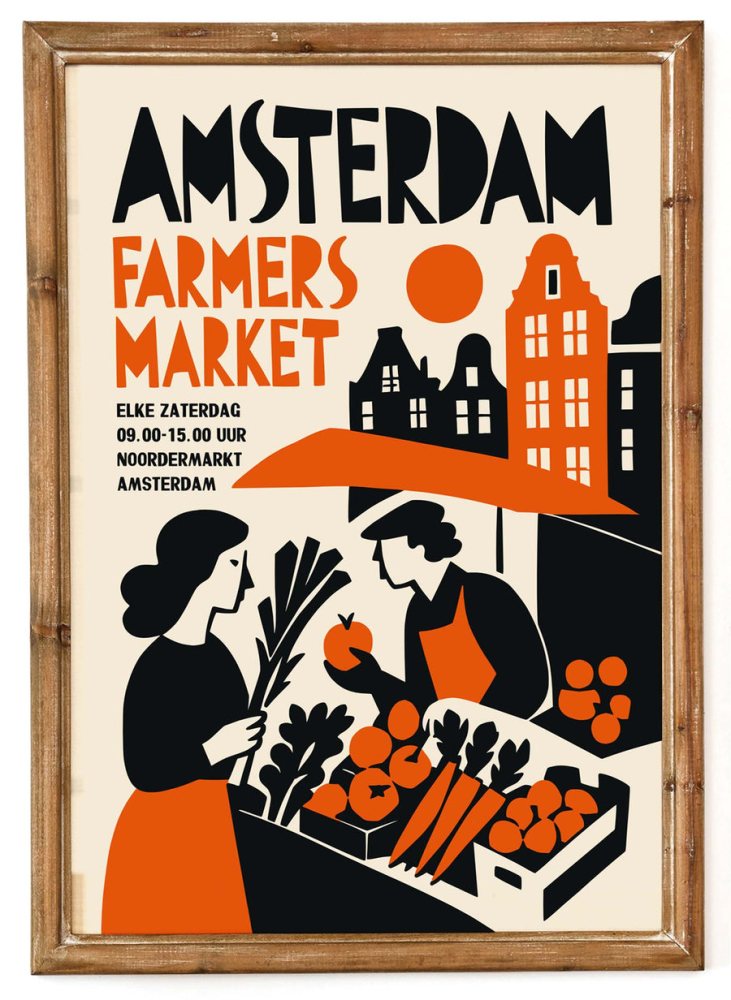 Amsterdam Farmers Market Vintage Poster