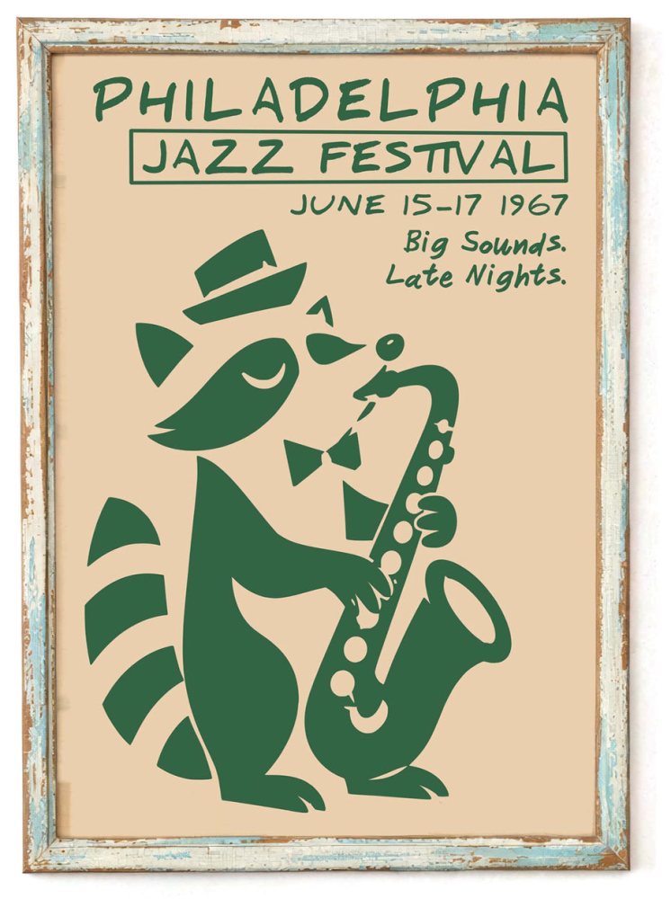 Philadelphia Jazz Festival Raccoon Art Print