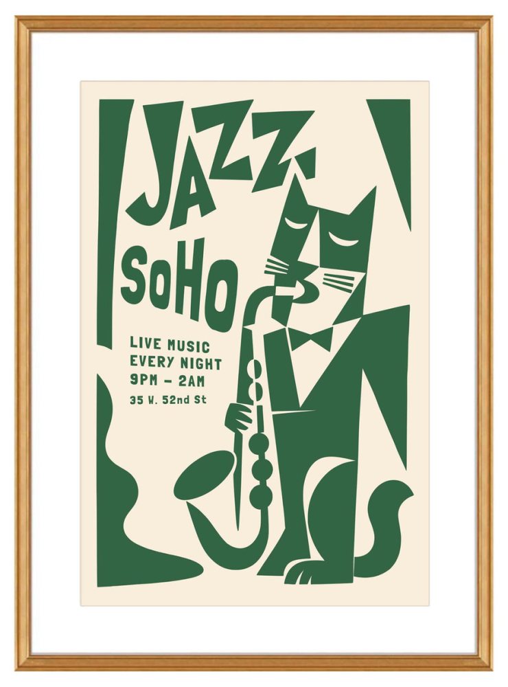 Jazz SoHo Cat Saxophone Poster Print