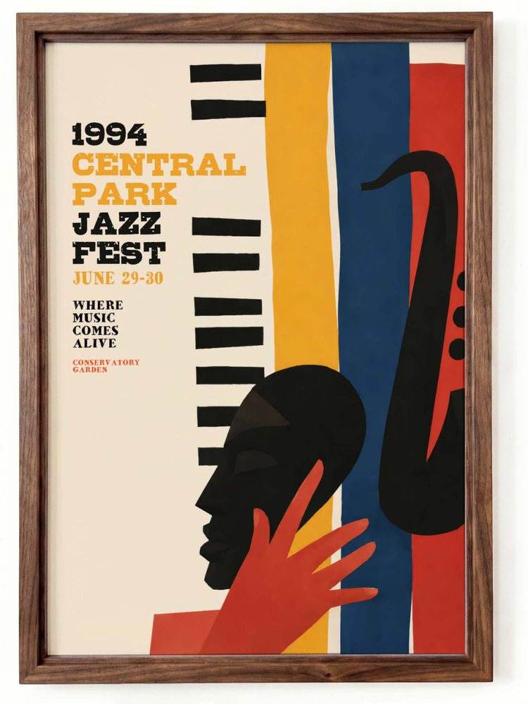 Central Park Jazz Festival Saxophone Poster