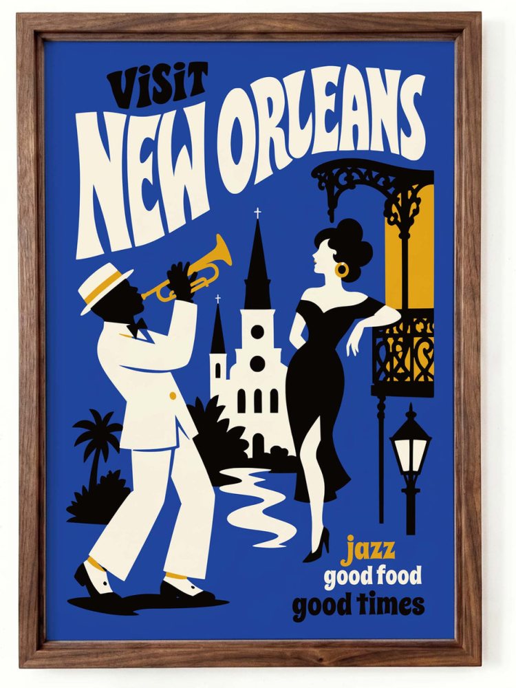 New Orleans Jazz Travel Vintage Poster