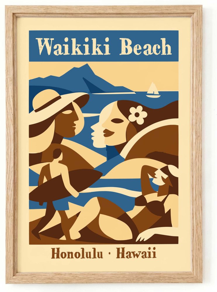 Waikiki Beach Travel Poster