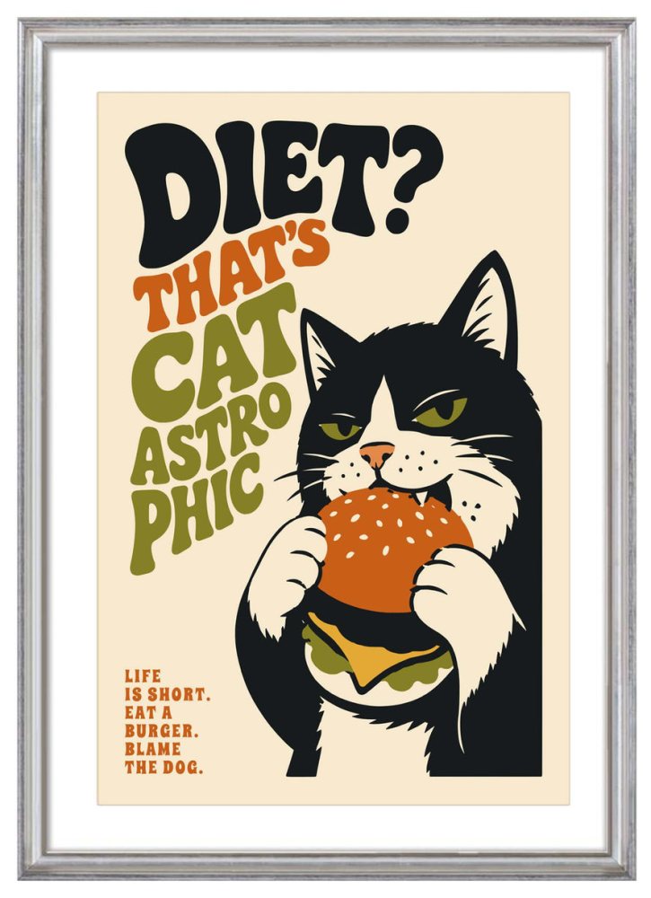 Cat Burger Humor Print