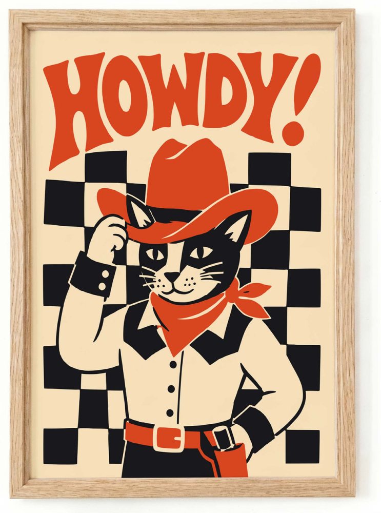 Howdy Cowboy Cat Poster