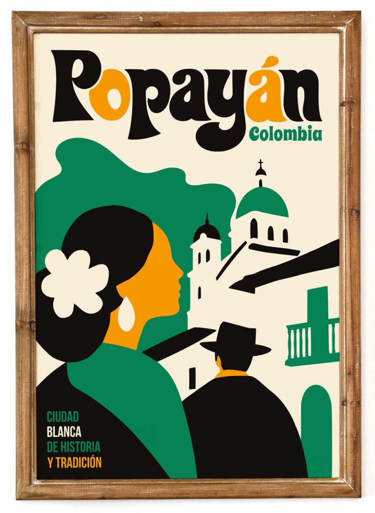 Popayán Colombia Travel Poster