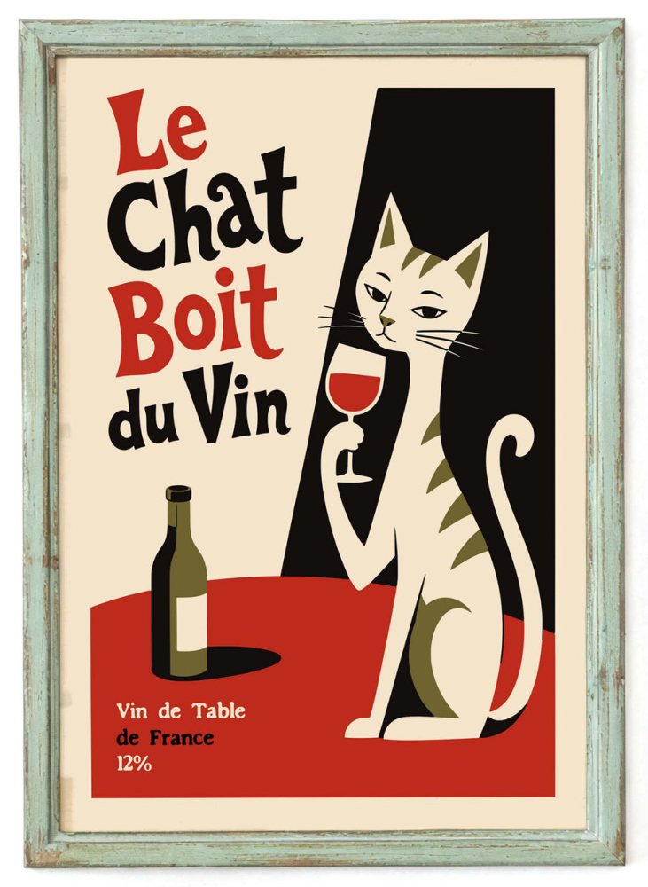 Le Chat Boit Du Vin Print