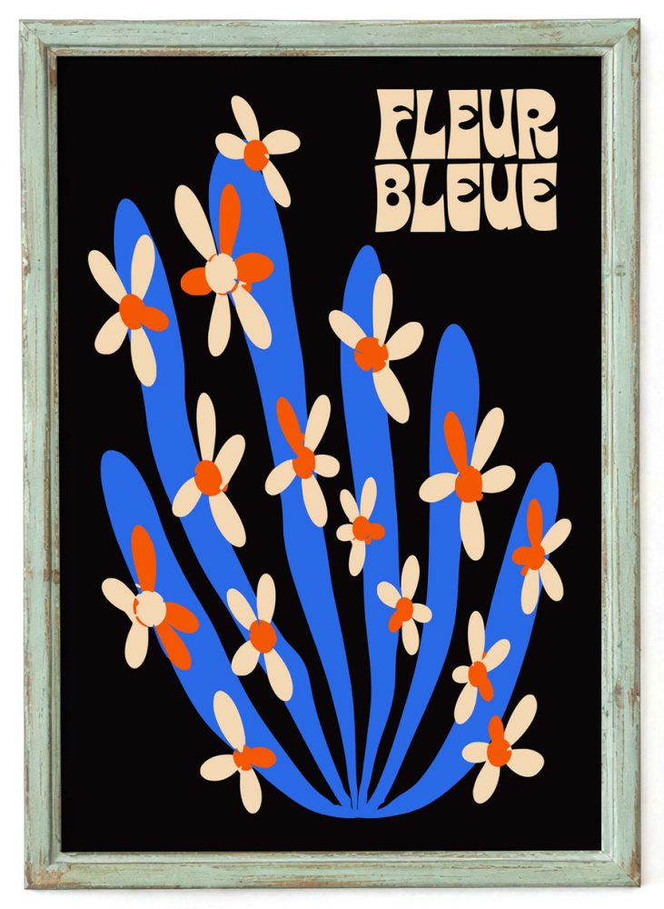 Fleur Bleue Floral Poster Print