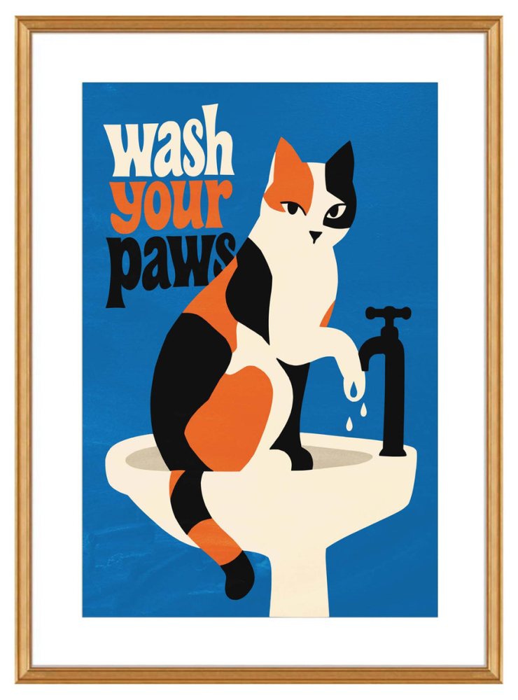 Wash Your Paws Cat Print
