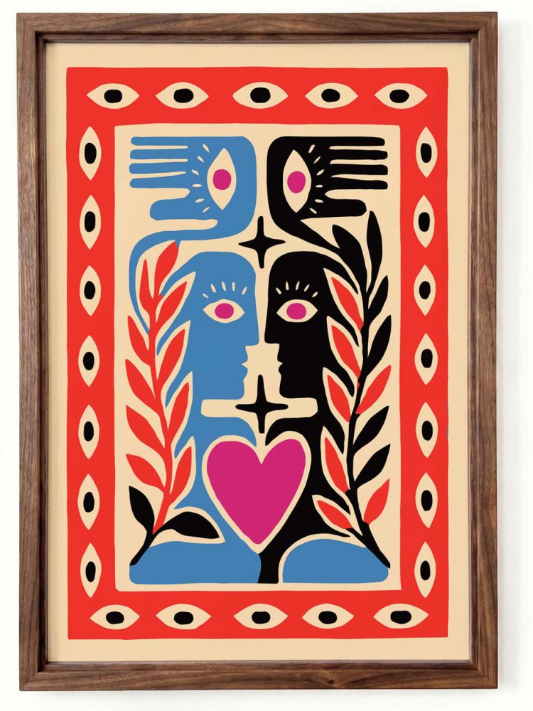 Abstract Love Faces Bedroom Wall Art