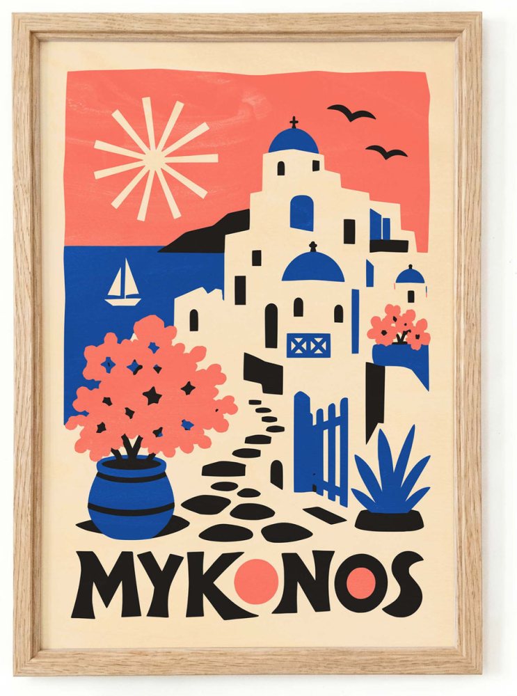 Mykonos Travel Poster Living Room