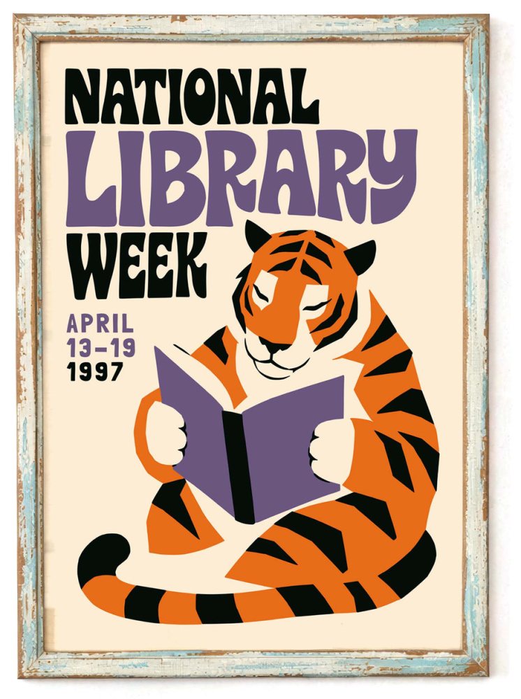 Tiger Reading Poster For Library