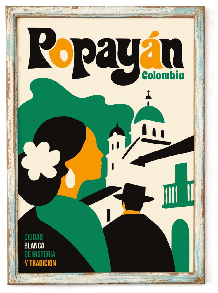 Popayan Colombia Travel Poster For Living Room