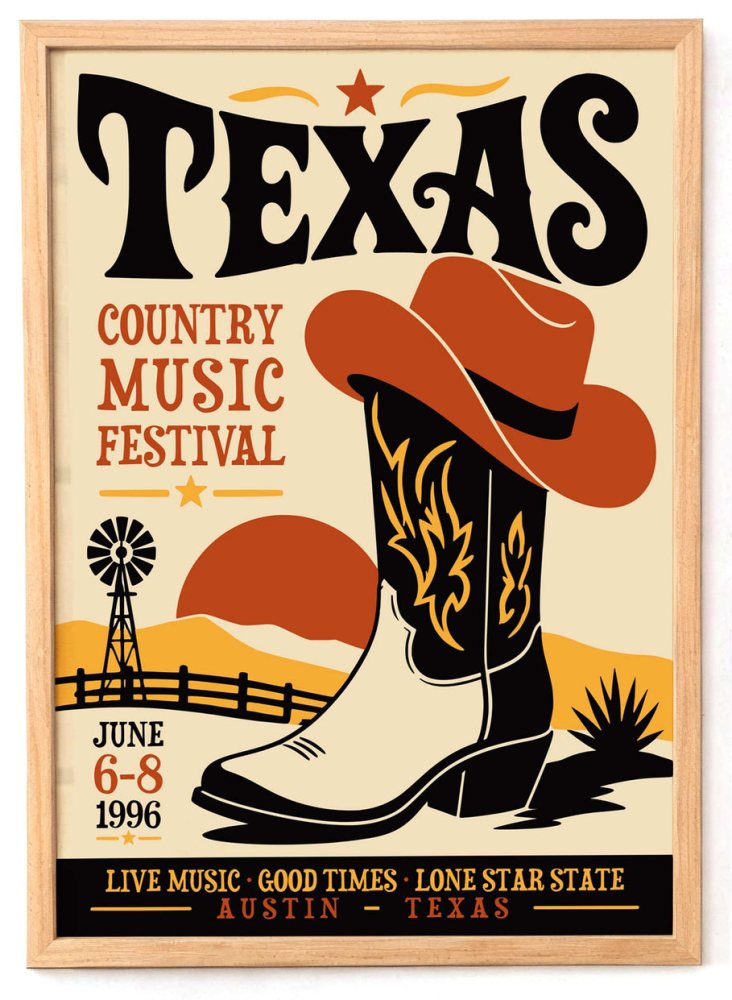 Texas Country Festival Living Room Print
