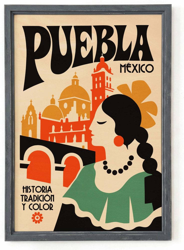 Puebla Mexico Travel Poster