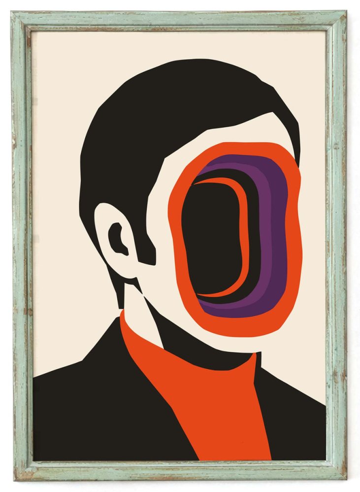 Abstract Portrait Print Living Room