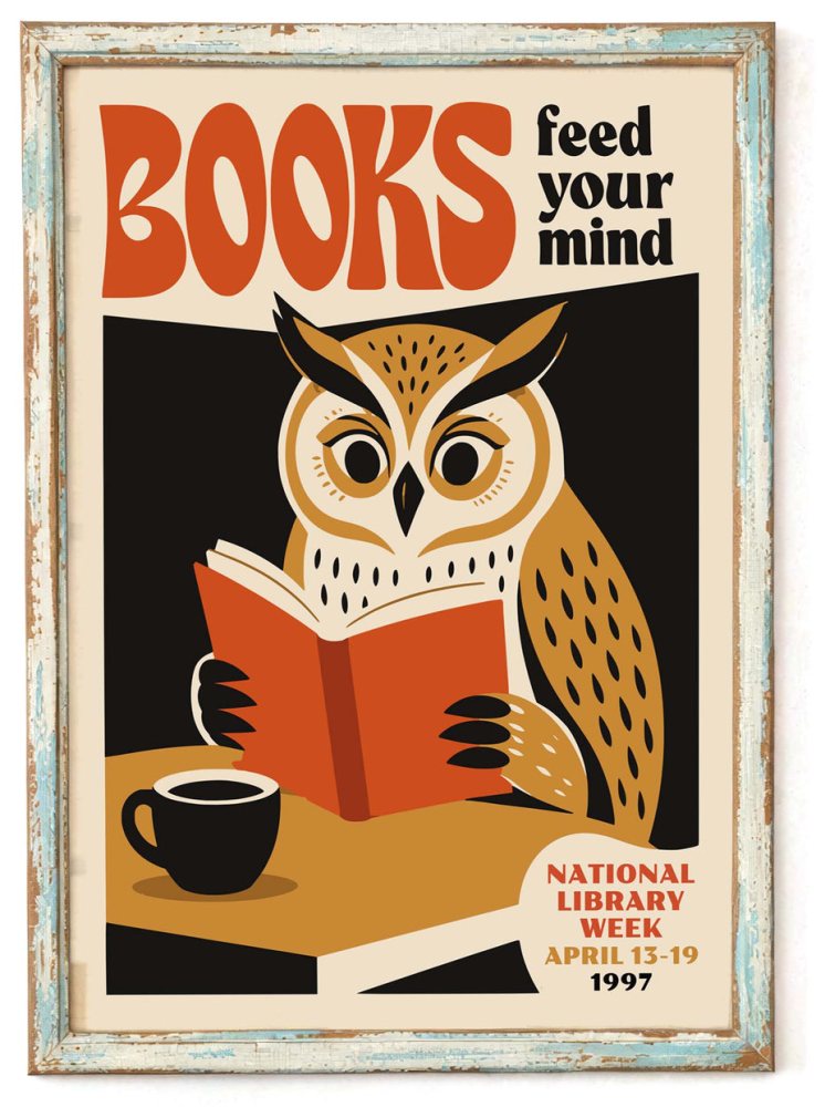 National Library Week Owl Poster Study