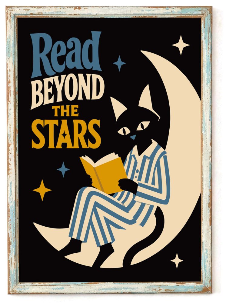 Read Beyond Stars Cat Poster Bedroom