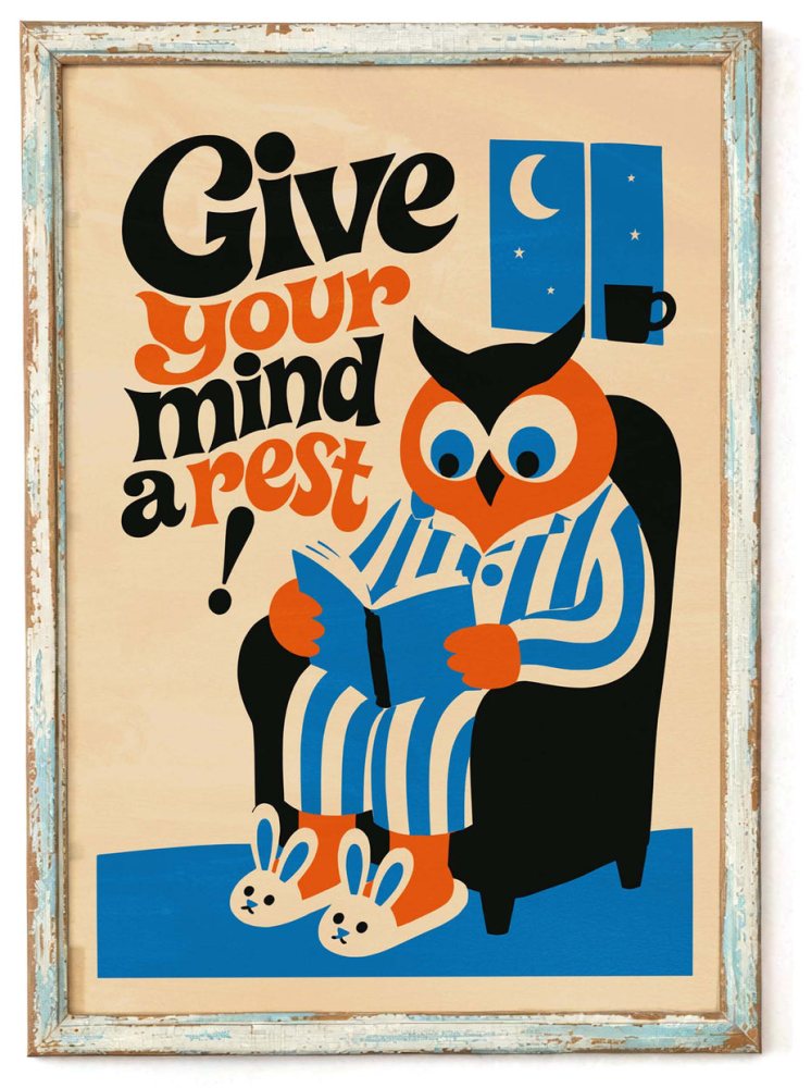 Give Your Mind Rest Owl Poster Bedroom