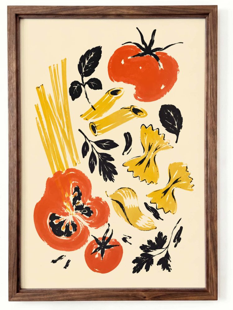 Pasta Ingredients Kitchen Poster Print