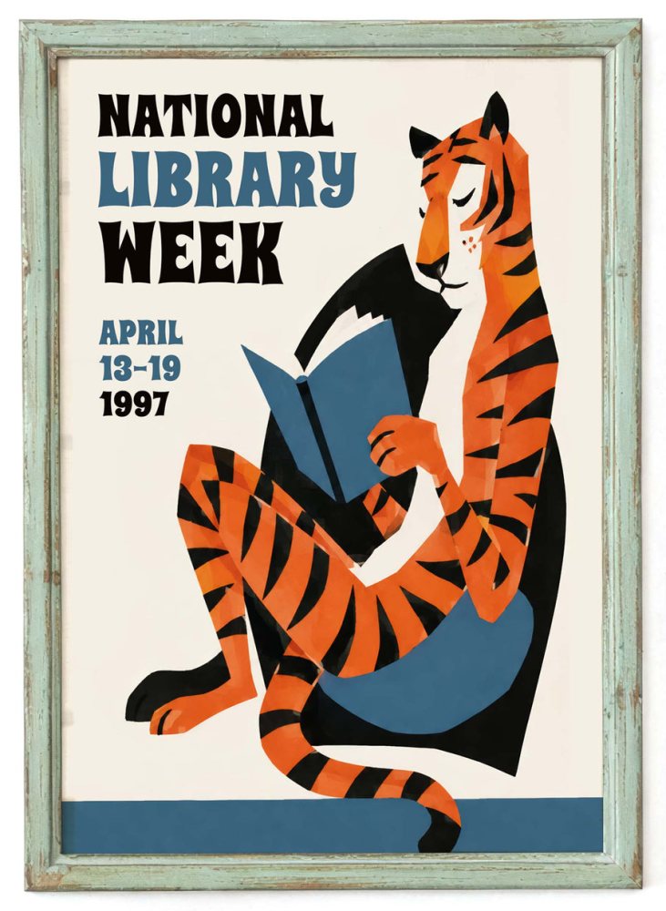 National Library Week Tiger Poster