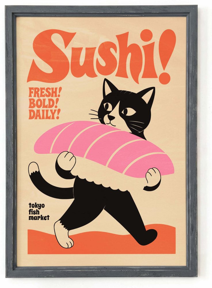 Tokyo Sushi Cat Poster Wall Art