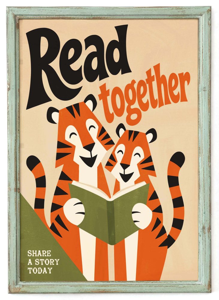 Read Together Tigers Poster Wall Art