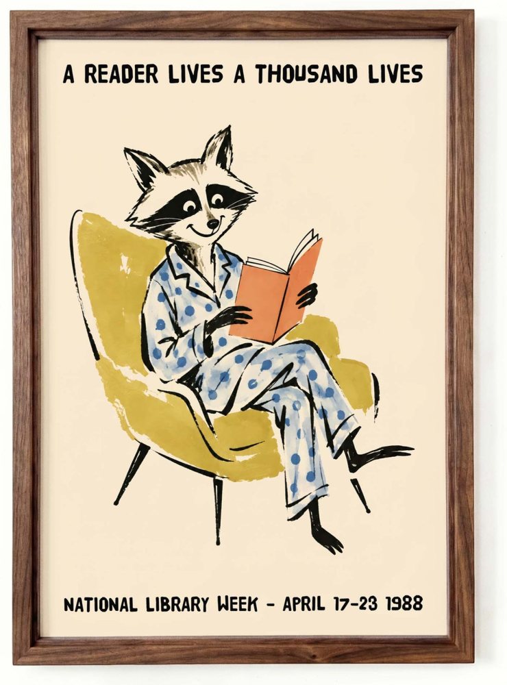National Library Week Raccoon Poster