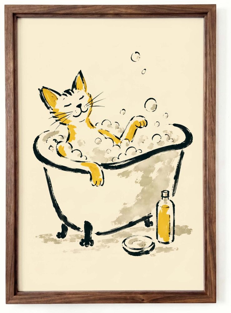 Relaxing Cat Bathtub Poster
