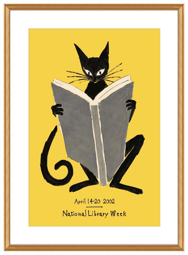 Black Cat Reading Newspaper Wall Art