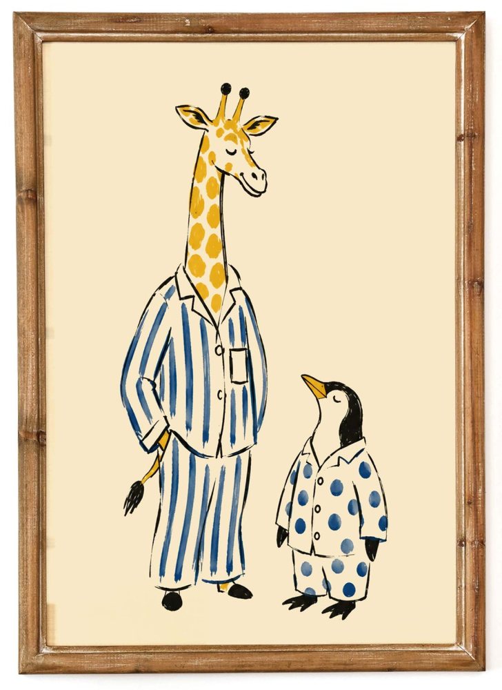 Giraffe Penguin Art Print
