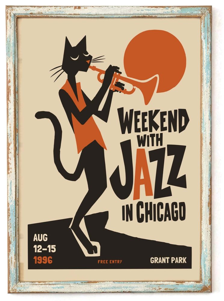 Jazz Cat Chicago Poster