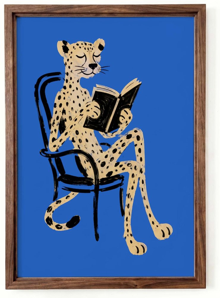 Leopard Reading Books Wall Art