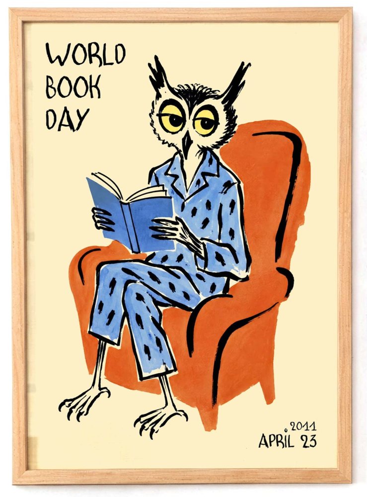 World Book Day Owl Reading Poster