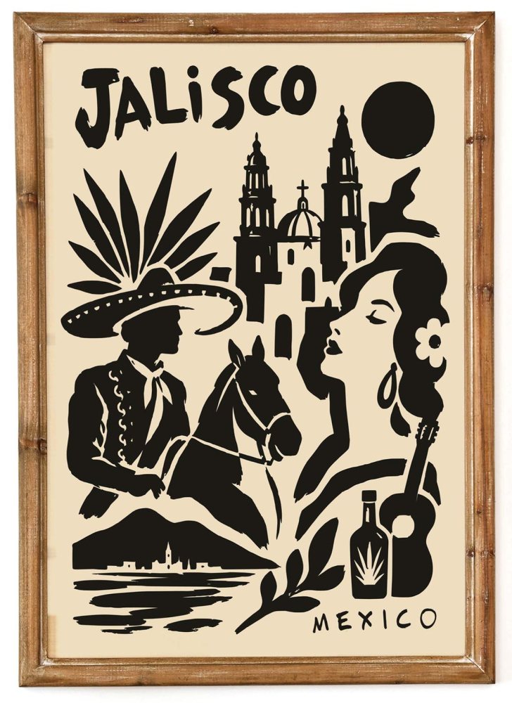 Jalisco Mexico Travel Poster Print Wall Art