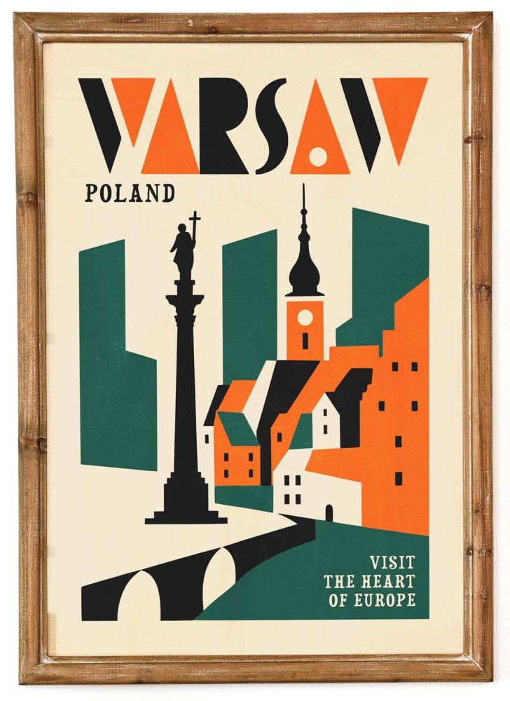 Warsaw Poland Vintage Travel Poster Print
