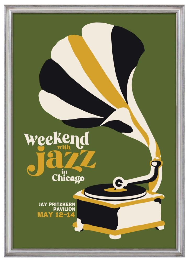 Chicago Jazz Turntable Poster