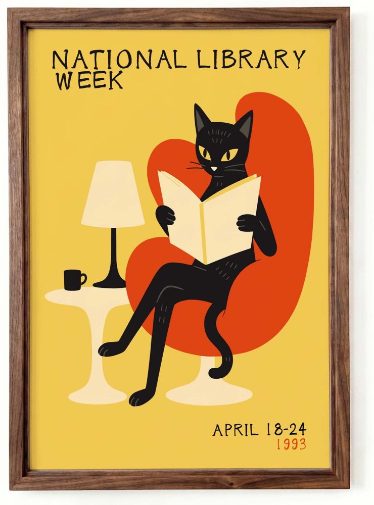 National Library Week Cat Print