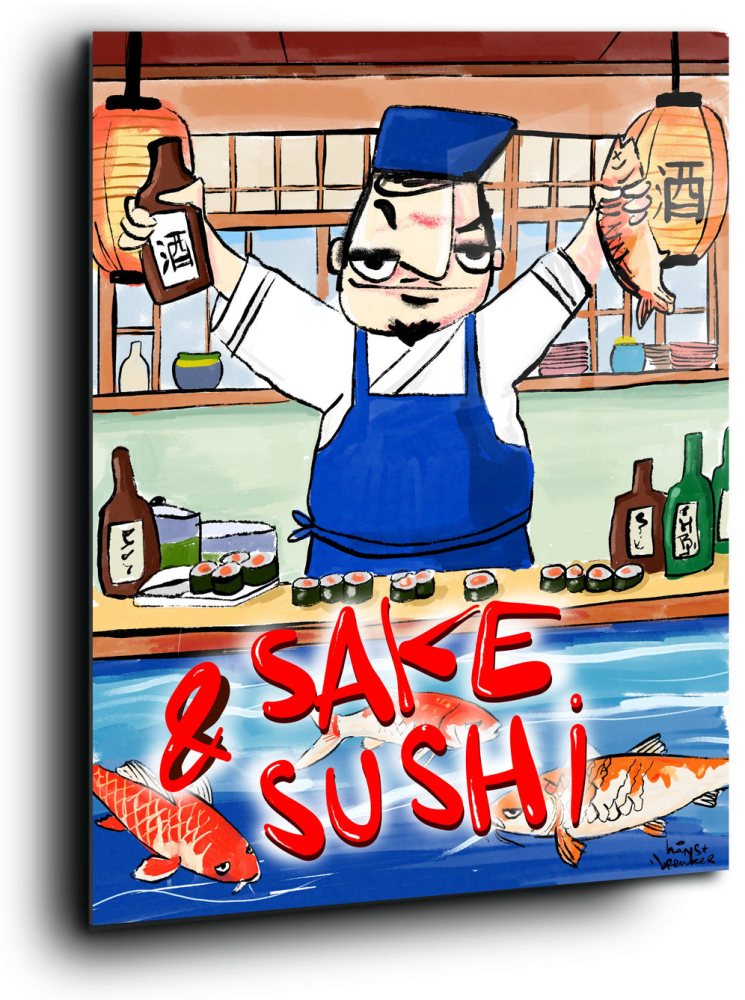 Sake und Sushi. Verrückte Köche.