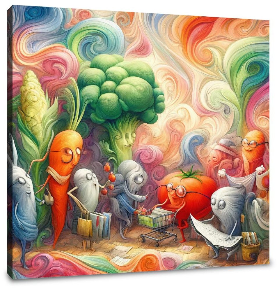 Vibrant Vegetable Gathering Canvas