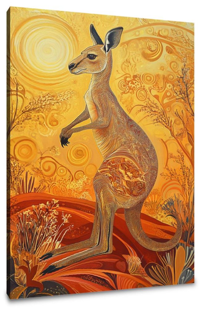 Hopping Kangaroo Canvas