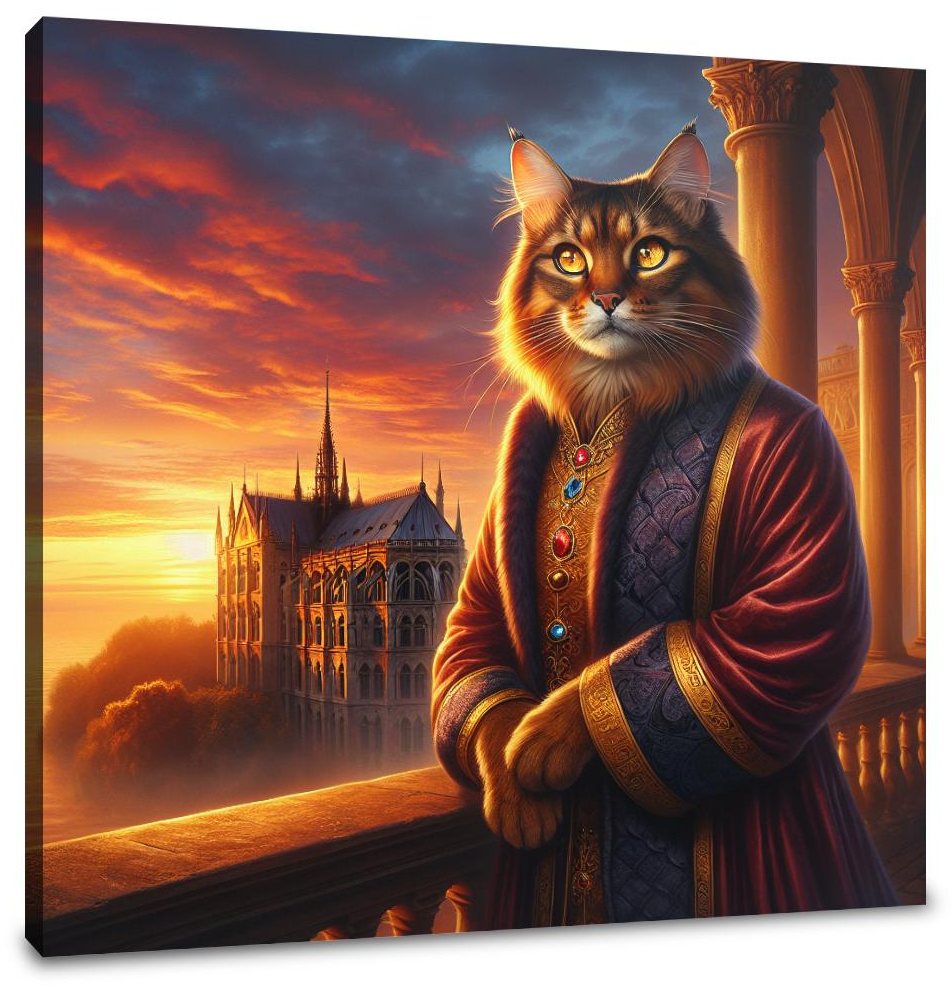 Majestic Sunset Monarch Cat Canvas