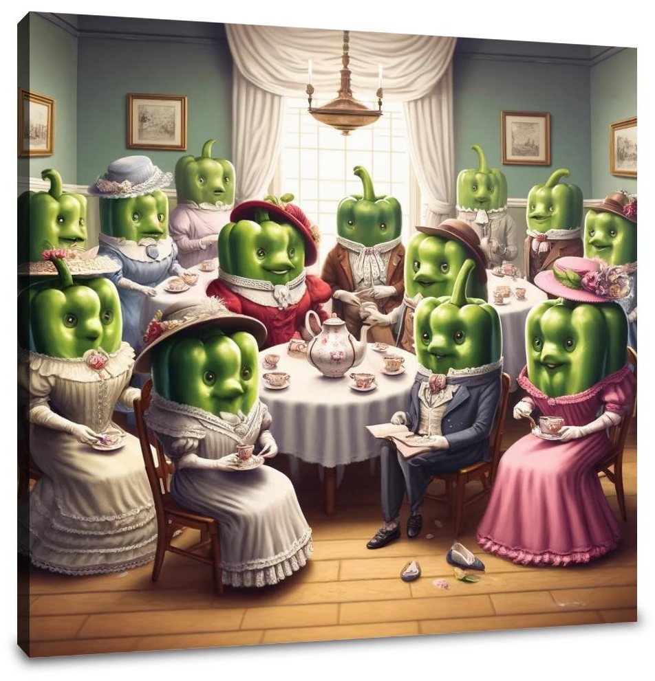 Victorian Pepper Tea Party Canvas