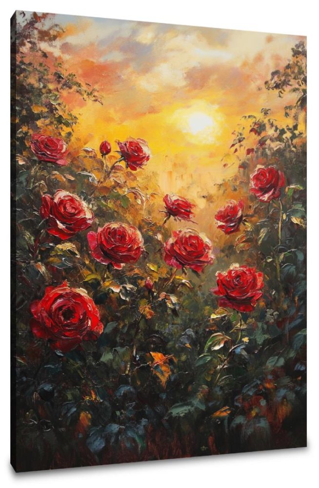 Sunset Rose Garden Canvas